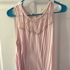 Pink soft tank top shirt flowy and lace up by neck
